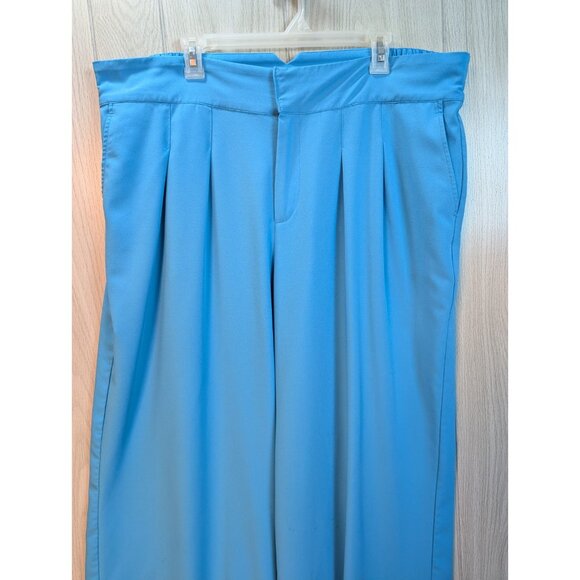 Torrid Sz 20 Blue Wide Leg Gauze Mid-Rise Pants Flowy Business Elastic - Picture 2 of 9